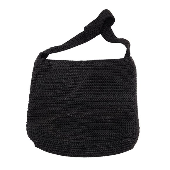 The Sak Handbags - The SAK Crossbody Hobo Bag Black Crochet Eco Materials 12x10 inches